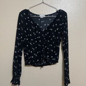 Black Long Sleeve With Flower Print